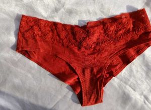 Red Lace Trim Briefs