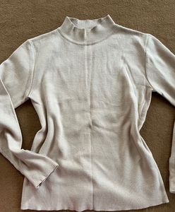 Beige Mock Neck Knit Top