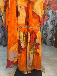 Vibrant Orange Floral Sharara Set