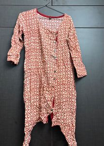 Red Printed Kurta