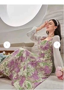 Floral Print Square Neck Maxi Dress