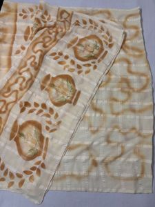 Light Yellow Saree with Abstract Print