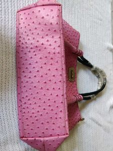 Leather Stylish Pink Ostrich Texture Handbag