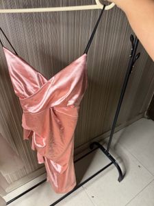 Satin Slip Dress with Ruffle Detail