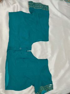 Teal Embellished Saree with blouse