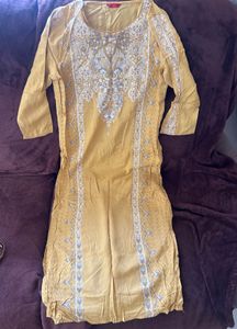 W brand Yellow Embellished Kurta