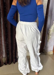 White Cargo Pants with Black Trim