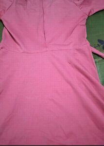 Chic Pink Dress with Embellished Neckline