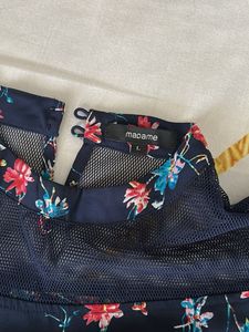 Floral Print Mesh Neck Top