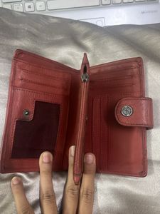 Bi-fold Button Leather Wallet