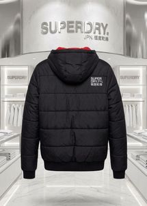 Superdry Padded Hooded Jacket - Black/Red