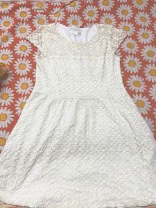 White Lace Cap Sleeve Dress