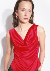 H&M Red Cowl Neck Satin Top