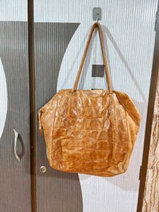 Chic Brown Croc Embossed Hobo Bag