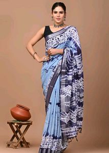 Beautiful Blue Tie-Dye Saree