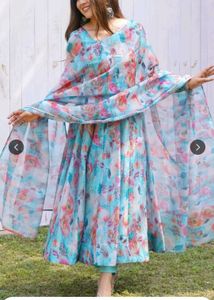 Floral Print Anarkali Kurta Set