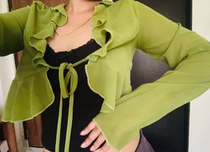 Lime Green Ruffled Wrap Top