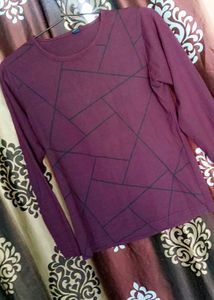 Burgundy Geometric Print T-shirt