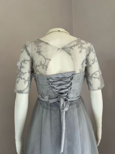 Elegant Grey Tulle Gown