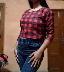 Red Plaid Crop Top
