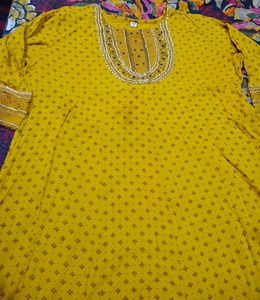 Yellow Embellished Kurta