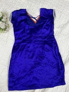 Royal Blue Silk kurti with diamond studded border