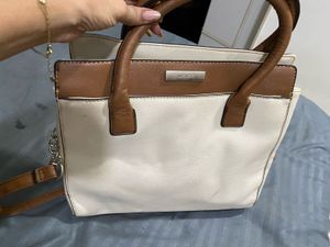 Stylish Cream &amp; Brown Handbag