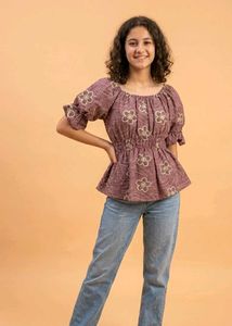 Crinkled Indowestern Chic top 💜