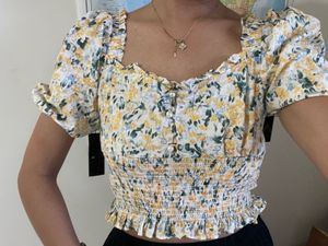 Floral Smocked Cropped Top