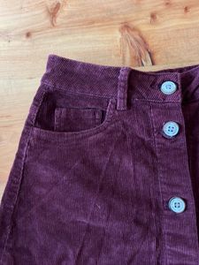 Corduroy Button-Front A-Line Skirt