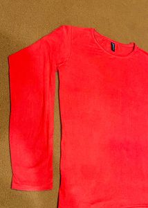 Men Solid Round Neck Poly Cotton Red T-Shirt