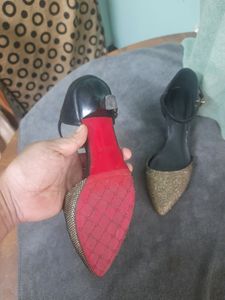 Taiwan Golden Black Slip-On Heels