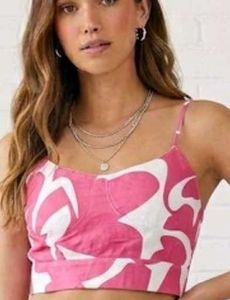 Pink & White Patterned Crop & padded top