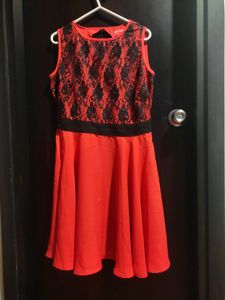 L Size Fit &amp; Flare Dress Peach &amp; Black Colour