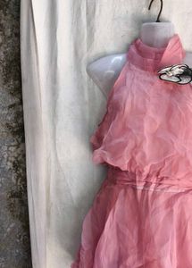 Chic Pink Halter Neck Dress