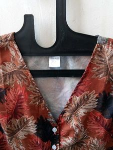 Vintage Leaf Print Vest