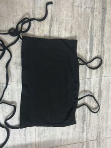 Black Tie-Front Crop Top