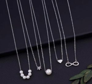 Silver charm pearl pendant necklace collec
