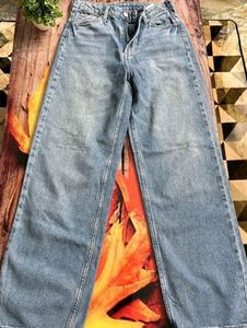 Wide Leg Blue Jeans
