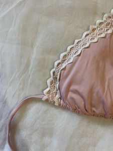 Pink Lace Trim Bikini Top