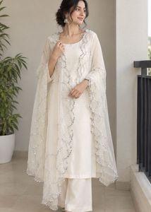Elegant Cream net dupatta