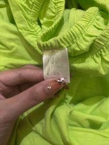 Lime Green dress with puffer sleeves