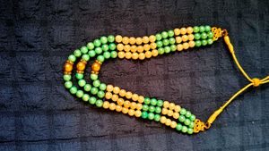 Beaded Green &amp; Gold Necklace