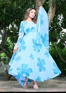 Blue Floral Print Dress