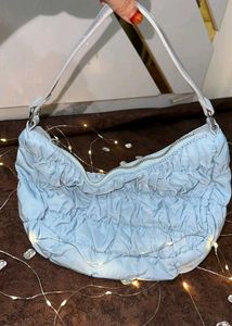 Light Blue Ruched Shoulder Bag
