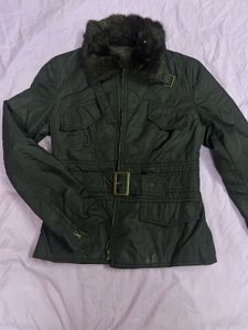 Women's Fur Collar Belted Jacket