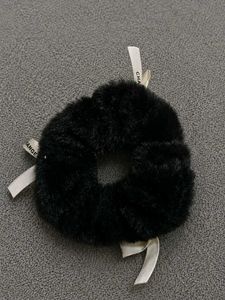Fluffy Black Scrunchie with Bows
