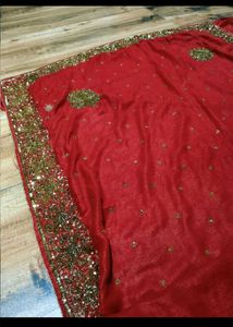 1Day sale!! Red cutdana heavy work Saree