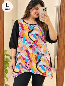 Vibrant Abstract Print Top Size M-L 38"-40"