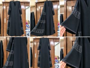 Elegant Black Abaya with Decorative Sleeves